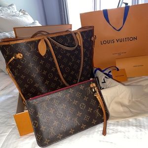 Louis Vuitton Neverfull MM, Monogram and Cerise Red.